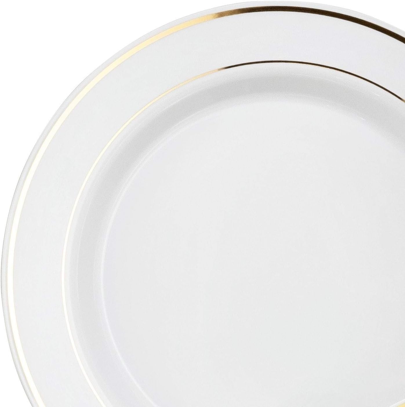 ' OCCASIONS ' 640Piece set (80 Guests)-Heavyweight Wedding Party Disposable Plastic Plate Set -80 x 10.5'' + 80 x 7.5'' + Silverware + Cups +linen like paper Napkins (Ivory & Gold Rim)