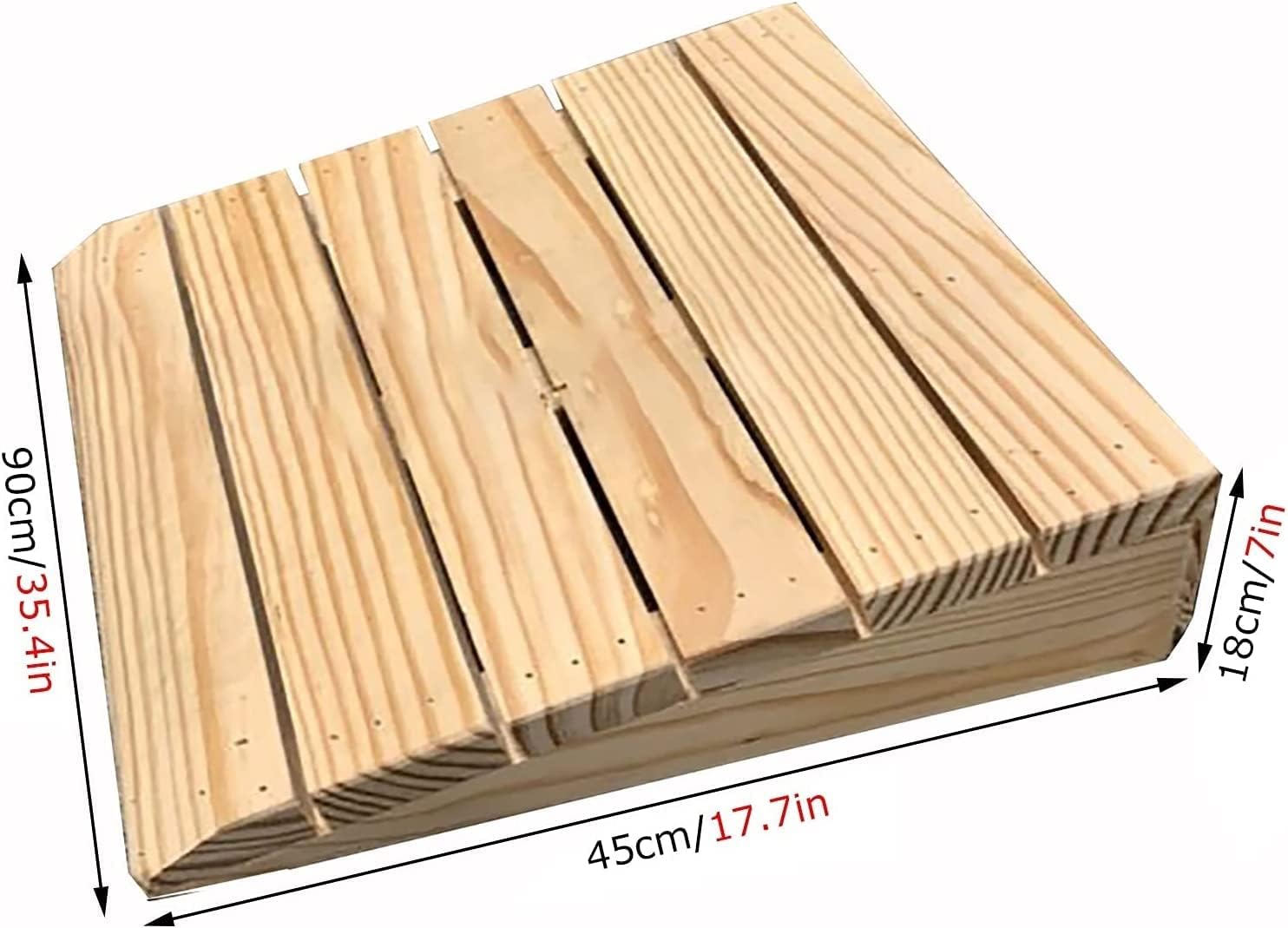 Wooden Threshold Transition Ramp for Walkers Motorcycle, Outdoor Step Stairs Doorway Ramp, Non Slip Curb Ramp (Size : 90x45x18cm/35.4x17.7x7in)