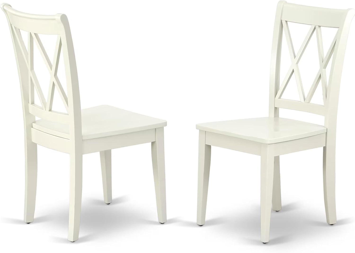 East West Furniture ANCL3-LWH-W 3 Piece Kitchen Table Set for Small Spaces Contains a Round Dining Room Table with Pedestal and 2 Solid Wood Seat Chairs, 36x36 Inch, Linen White