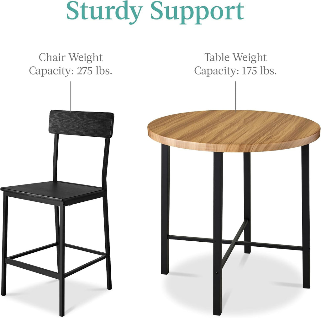 Best Choice Products 5-Piece Modern Round Counter Height Dining Set for Home Kitchen, Dining Room w/ 4 Chairs, 1.5in Thick Table - Light Brown/Black