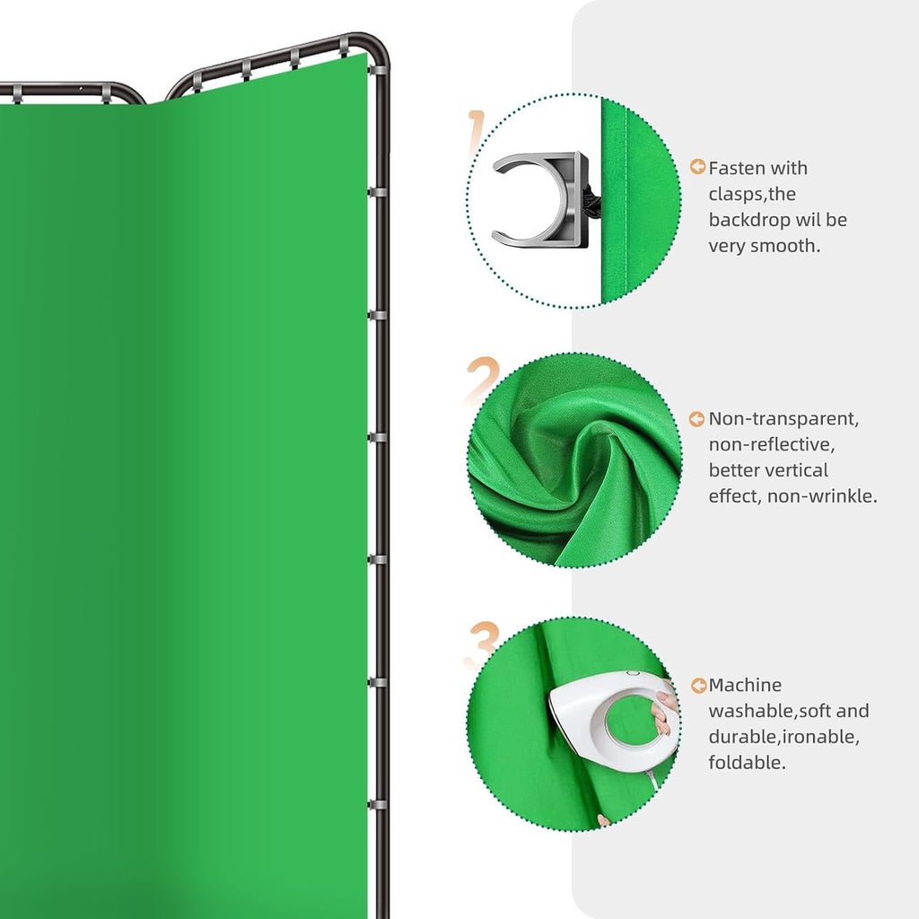 7.87ft x 13.12ft Large Green Screen Backdrop with Stand, Foldable Frame for Group Photo Backdrop, YouTube Creators, Streamers, Studio Photography, Video Shooting, Live Streaming & Gaming
