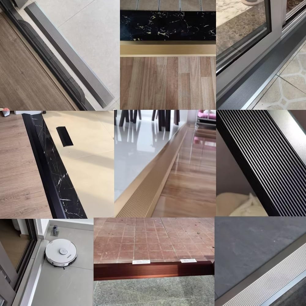 Aluminum Floor Threshold Ramp Flooring Reducer for Doorways From Carpet to Hardwood Floors, Threshold Transition Strip 4 Inch Wide, Height 3/5' and 1 4/5' Edging Trim Strip ( Color : Iron Gray , Size