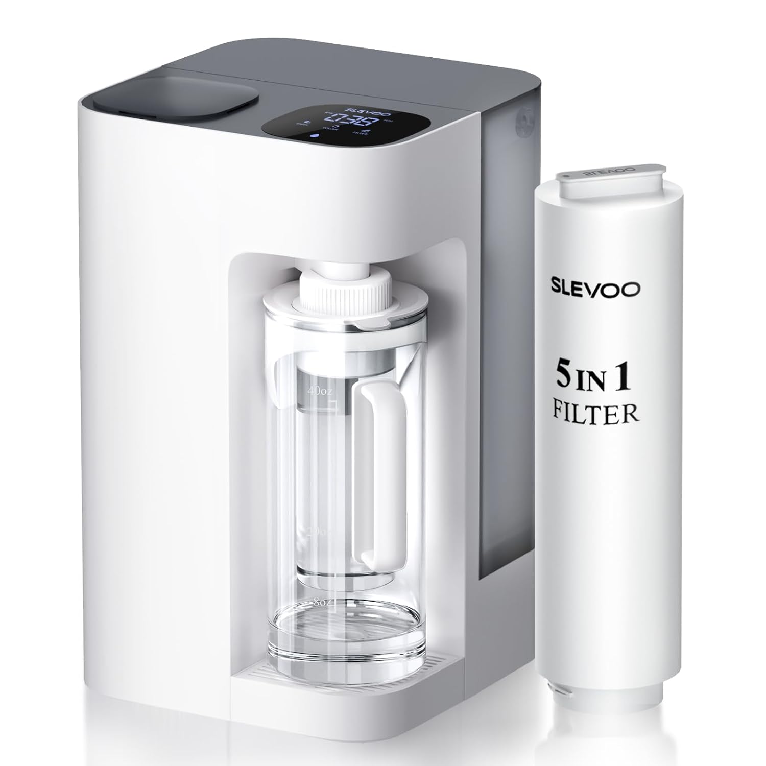 [Smart] Reverse Osmosis Water Filter Countertop,Ph+ & 6-Stage RO Water Filtration System-Alkaline Remineralization,4:1 Pure to Drain,40oz Auto-Fill & Stop Glass Carefe,No Installation Required(White)