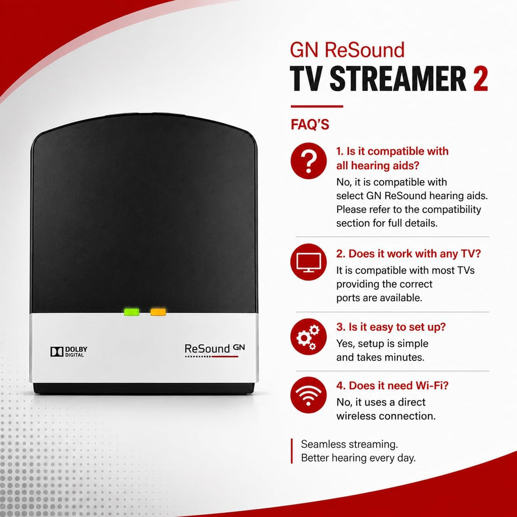 GN Resound TV Streamer 2 for GN Resound Nexia, Omnia, ONE, Linx, Quattro, Key, Enzo, Prezza Hearing Aids