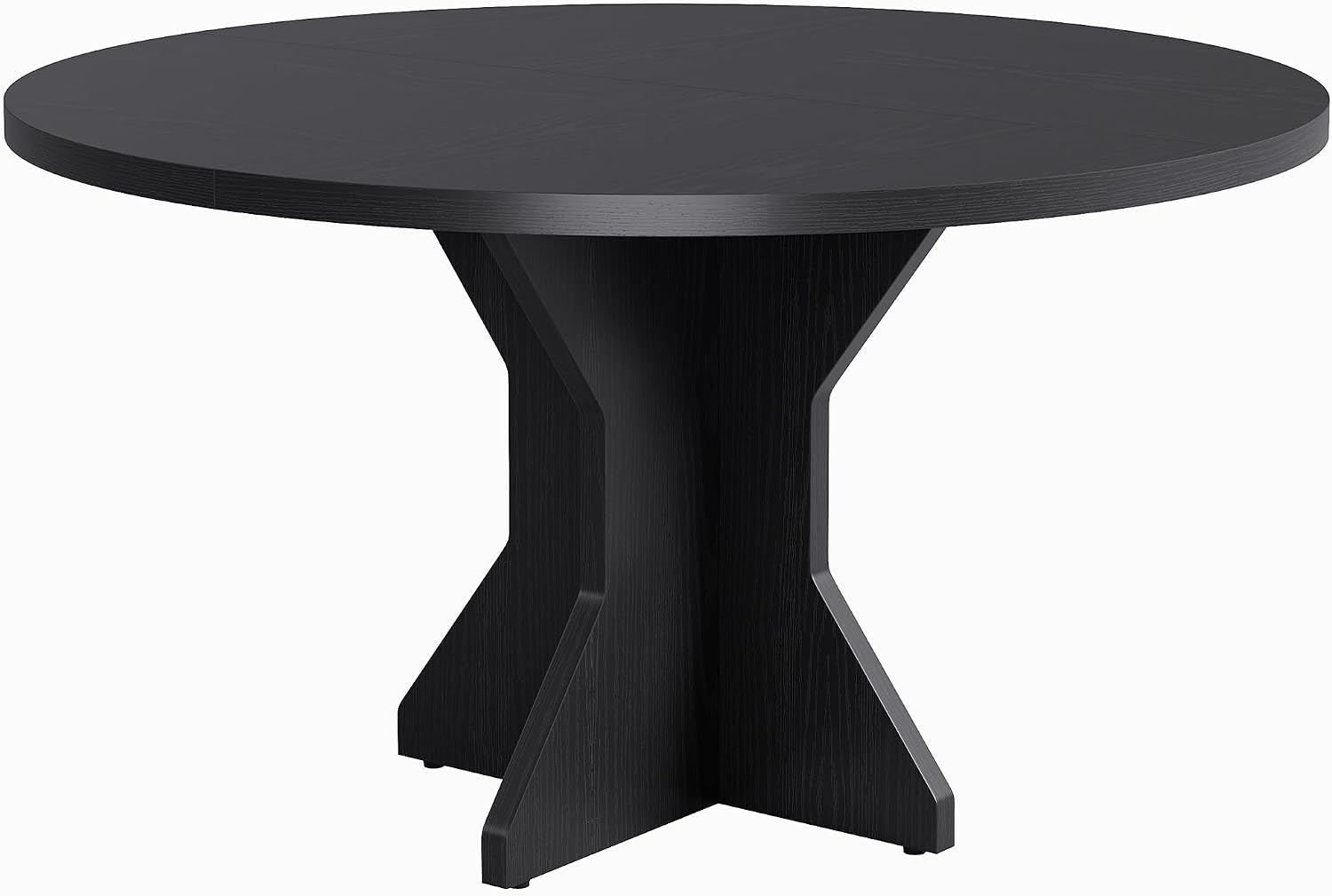 IDEALHOUSE Round Dining Table, 47' Kitchen Table for 4-6 People, Circle Tables with Sturdy Pedestal Base, Space Saving Dinning Room Furniture for Living Room, Kitchen, Apartment, Black