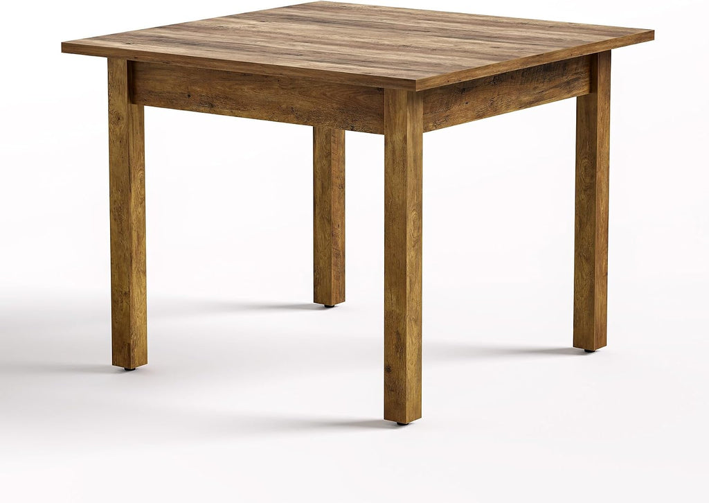 LITTLE TREE 39 Inches Square Dining Table for 4 People, Industrial Wooden Kitchen Table Small Dinner Table, Modern Dining Room Tables for Living Room, Kitchen, Rustic Brown
