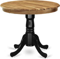 East West Furniture AMT-NBK-TP Antique Mid-Century Modern Dining Table - a Round Dining Table Top with Pedestal Base, 36x36 Inch, Natural & Black