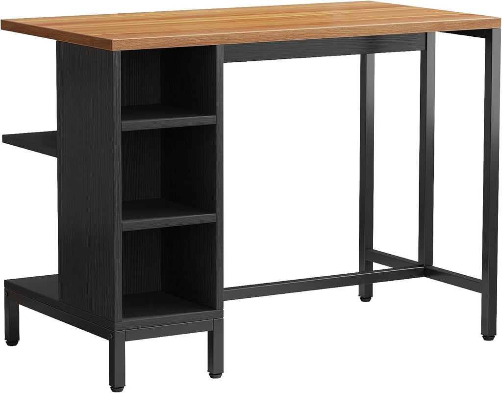 Tribesigns Kitchen Island, Kitchen Shelf Bar Table with 5 Open Storage Shelves and Large Worktop, Industrial Butcher Block Island (Stools Not Included)