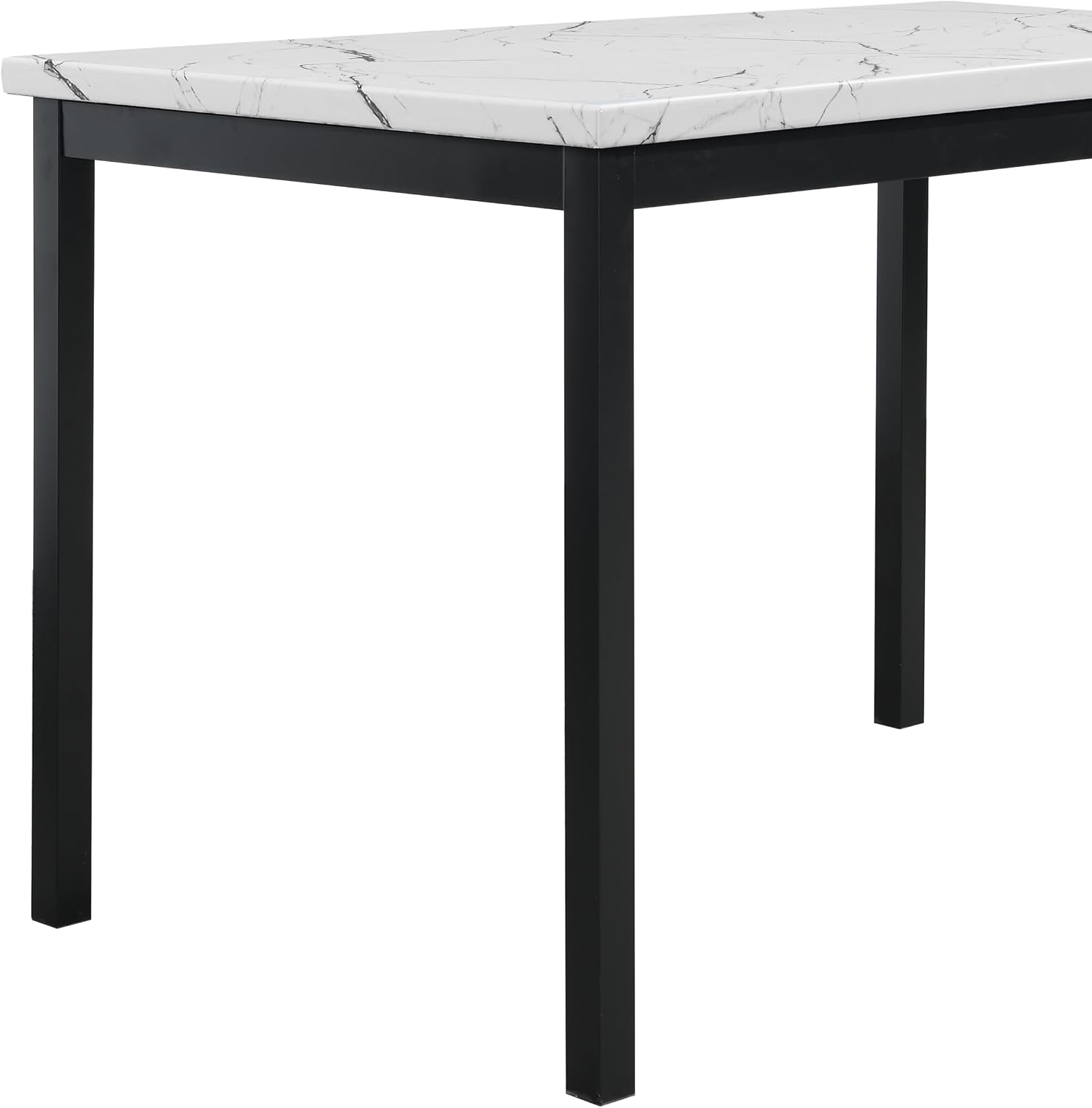 Roundhill Furniture 5 Piece Citico Metal Dinette Set with Laminated Faux Marble Top, White Table with Gray Chairs