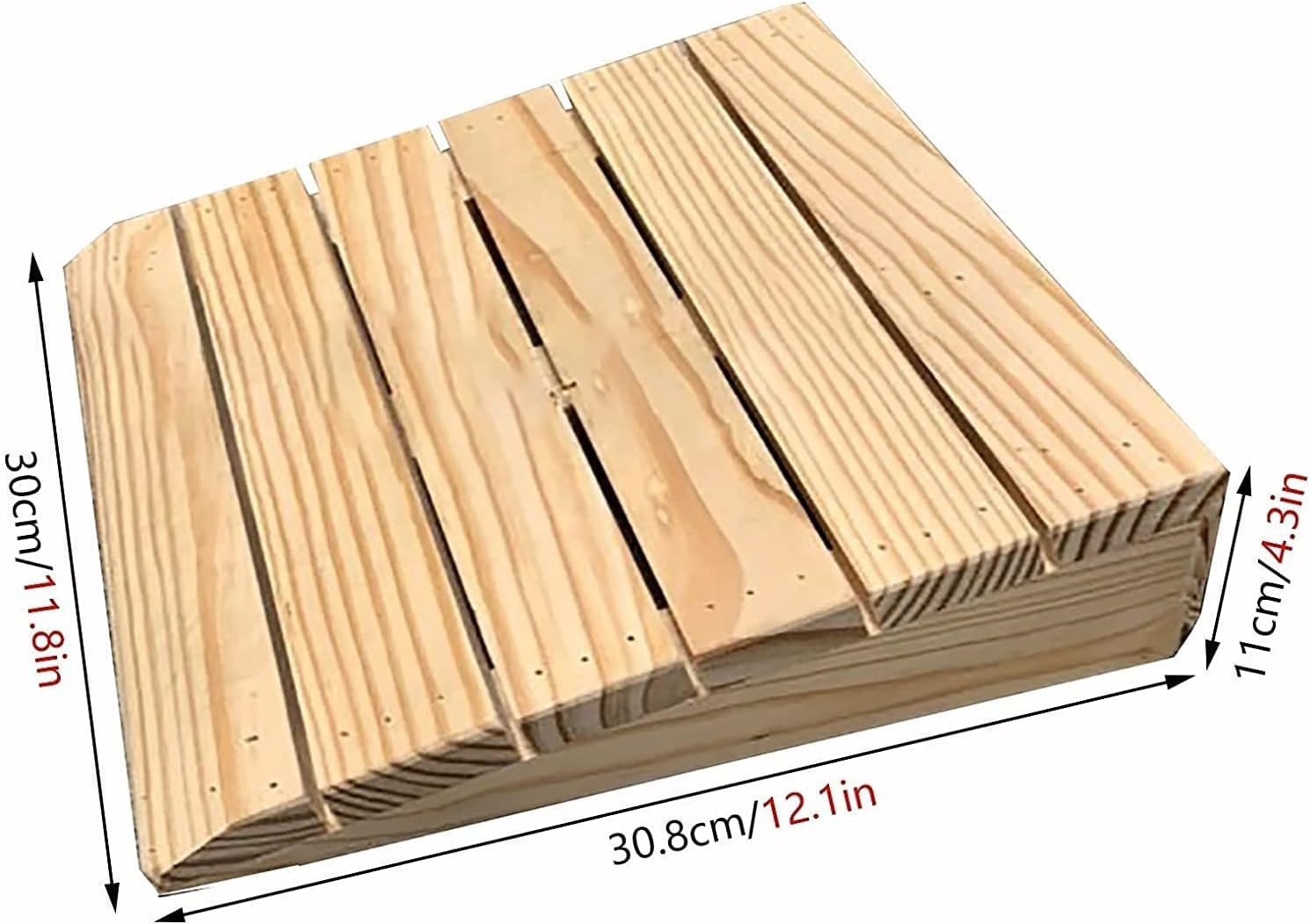 Wooden Threshold Ramp for Doorways, Portable Non Slip Curb Ramps Entrance Ramps for Wheelchairs/Steps/Driveway, Mobility Entry Ramp for Elderly(30.8x30x11cm/12.1x11.8x4.3in)