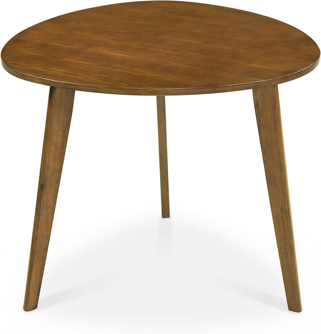 Giantex 35.5' Dining Table for 2-3, Farmhouse Wooden Kitchen Table with Solid Rubber Wood Legs, Space-Saving Dinner Table for Dinette, Living Room, Dorm, Home Office, Walnut