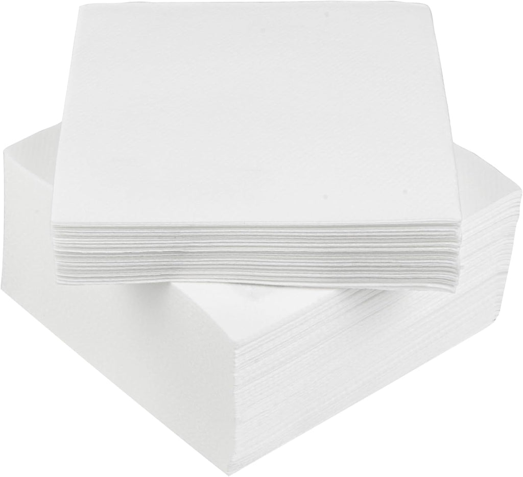 Restaurantware Luxenap 9.5 X 9.5 Inch Linen-Feel Cocktail Napkins 1600 Paper Napkins - ¼ Fold Air-Laid White Paper Table Napkins Disposable For Kitchens And Tables