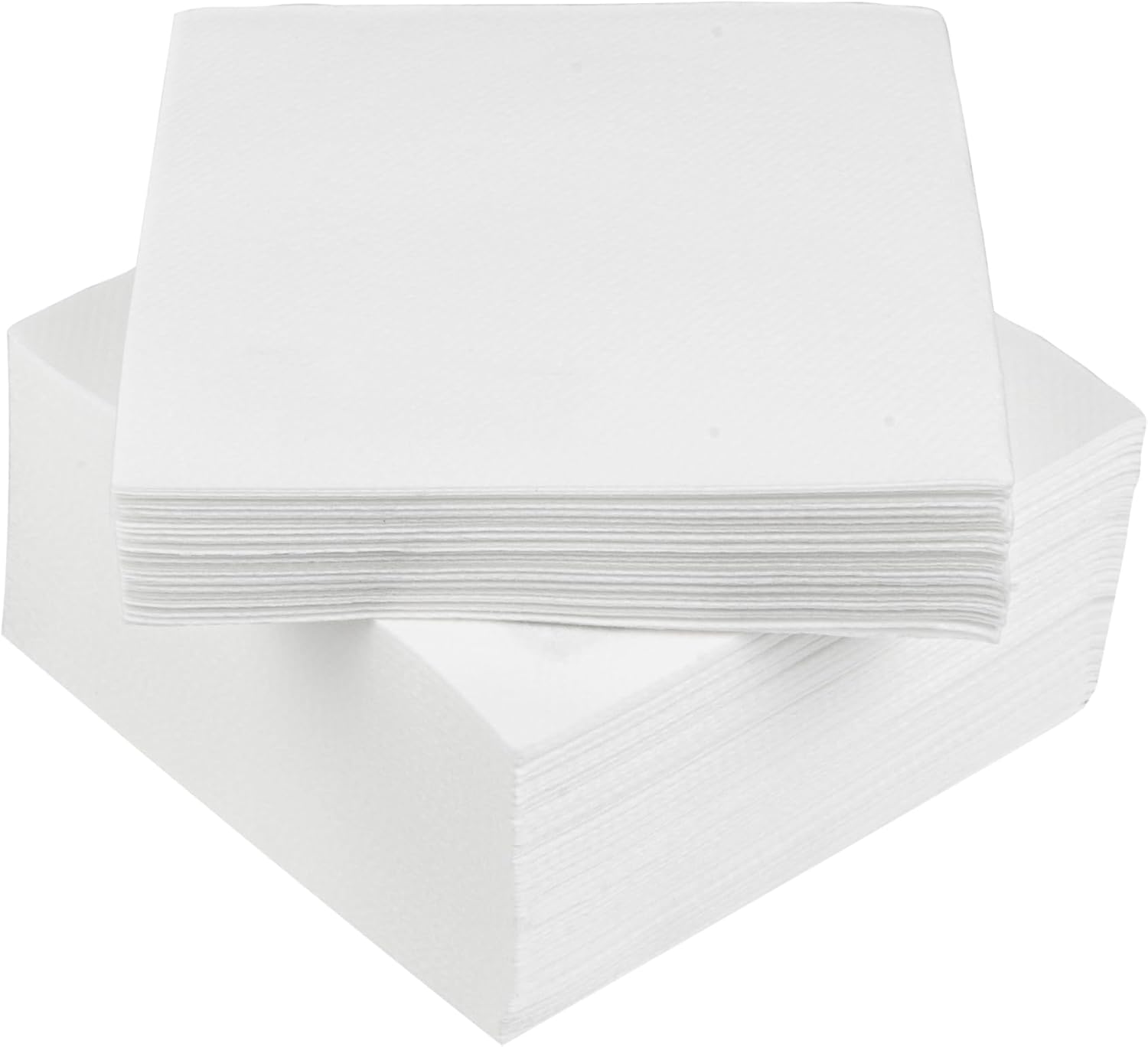 Restaurantware Luxenap 9.5 X 9.5 Inch Linen-Feel Cocktail Napkins 1600 Paper Napkins - ¼ Fold Air-Laid White Paper Table Napkins Disposable For Kitchens And Tables