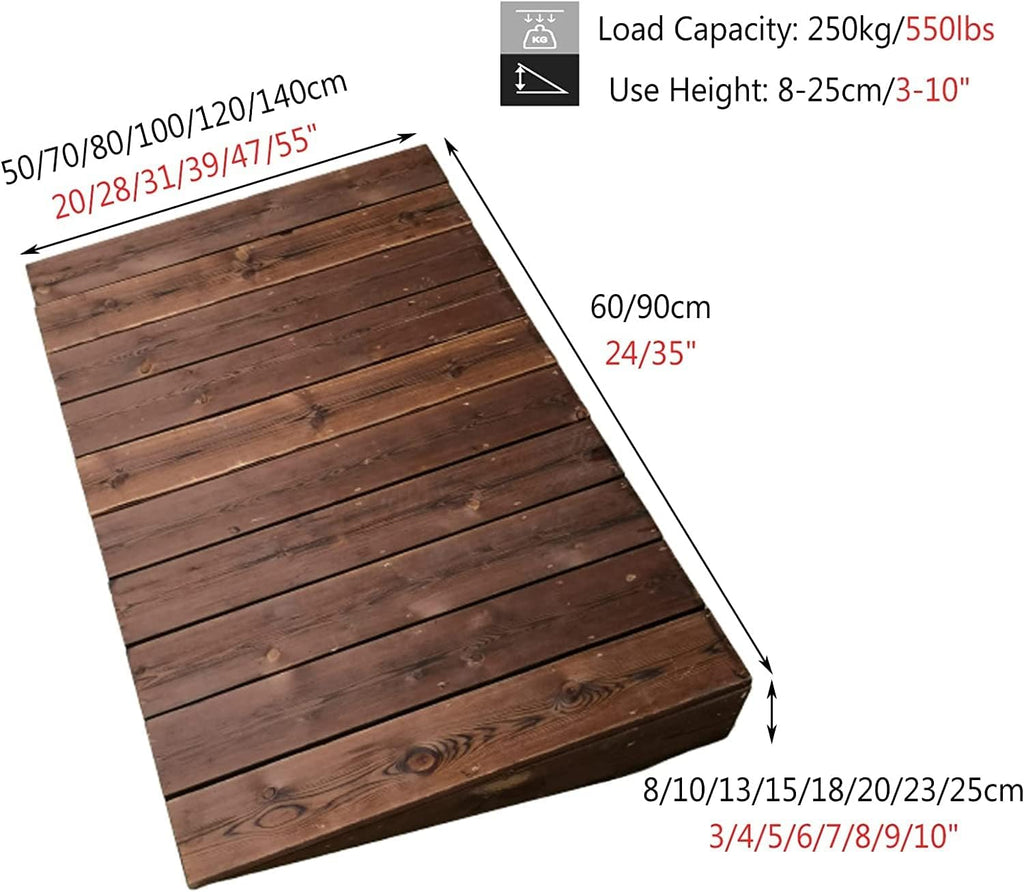 Threshold Ramp Wood, Wheelchairs Ramps for Steps Stairs Curbs Doorways, Non-Skid Surface Rv Driveway Ramp (Size : 90x70x20cm (35.4x27.5x8))