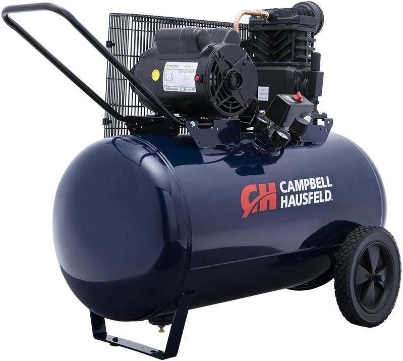 CAMPBELL HAUSFELD 30 Gallon Horizontal Air Compressor, Single Stage 3.7 HP, Portable, Heavy Duty, 135 Max PSI - Ideal Portable Air Compressor for Home Improvement Projects