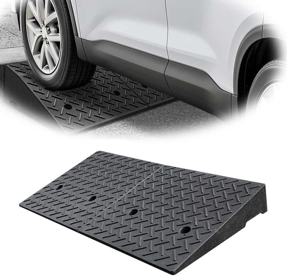Non-Slip Driveway Curb Ramps 4 5 6 7 Inches Rise, Rubber Driveway Ramps Heavy Duty Wheelchair Ramp, Car Curb Ramp Portable Threshold Ramps(10cm/4' Rise)