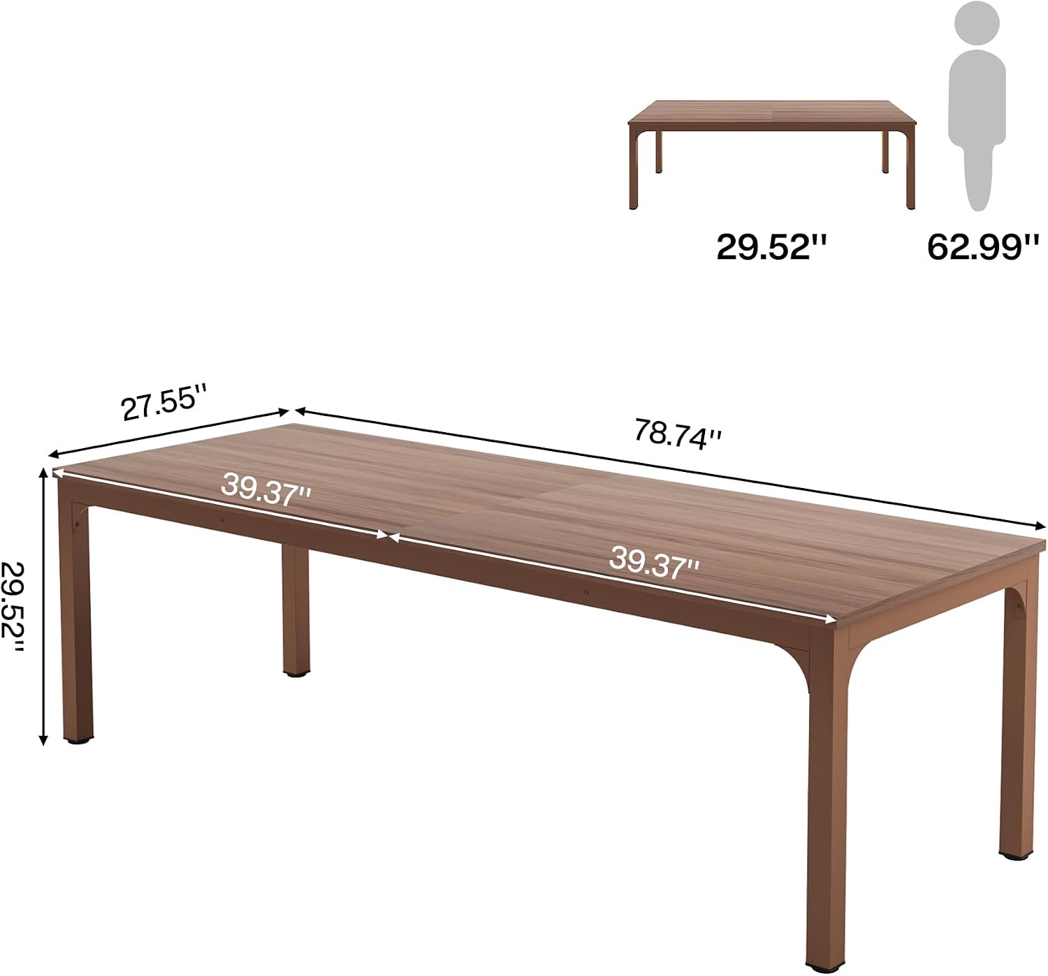 Tribesigns Dining Table for 6-8 Person, 78 inch Long Rectangular Kitchen Dining Table for Living Room and Dining Room, 78.7 x 27.5 x 29.5 Inches(Only Table) (Brown)