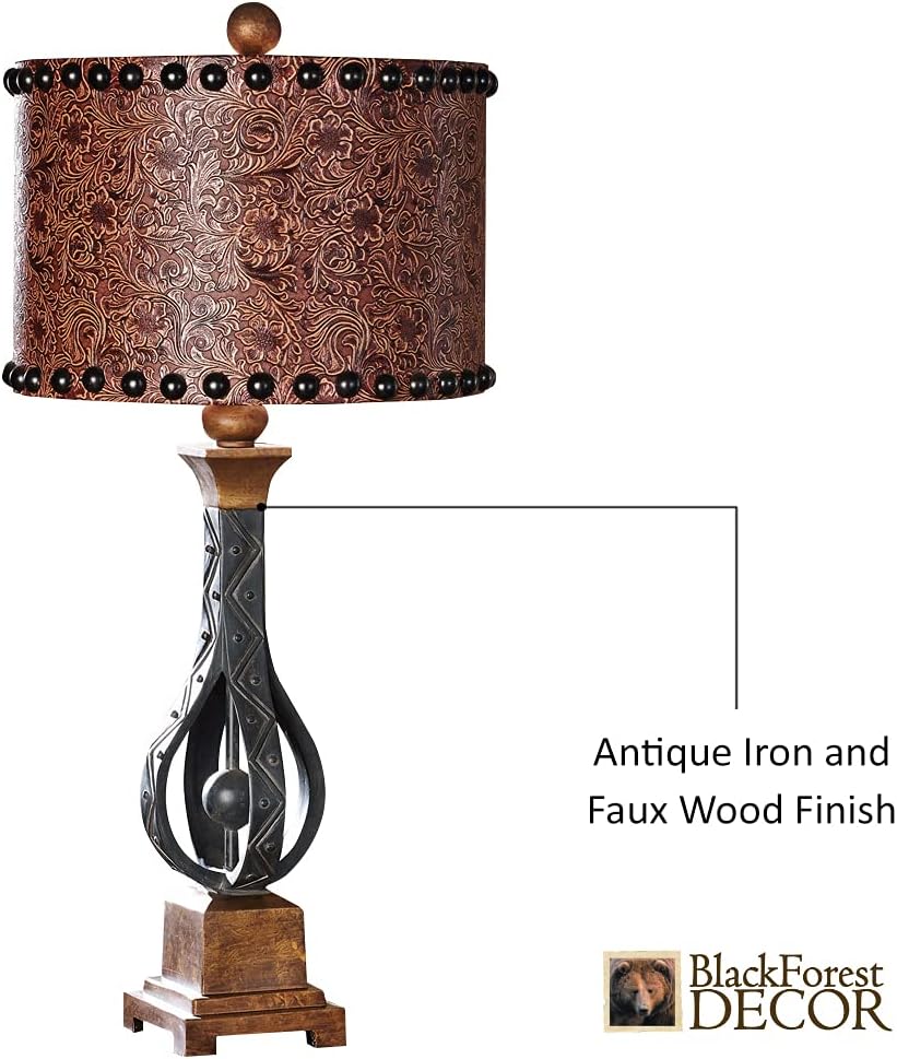 BLACK FOREST DECOR - Sheridan Table Lamp for Cabin, Living Room, Nightstand, Desk - Western Rustic Lighting - 26.75'