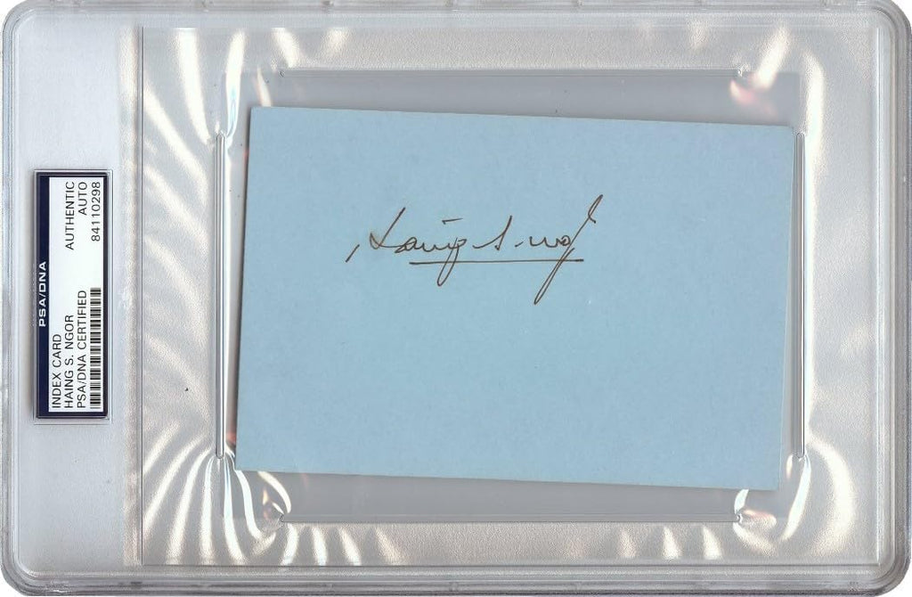 Haing S. Ngor Signed Autographed 4X6 Index Card Killing Fields 1985 PSA/DNA