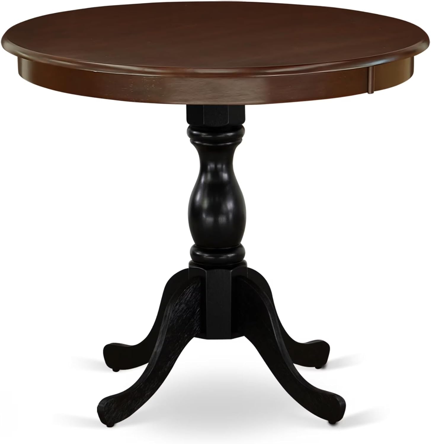 East West Furniture AMT-MBL-TP Antique Modern Dining Table - a Round Kitchen Table Top with Pedestal Base, 36x36 Inch, Multi-Color