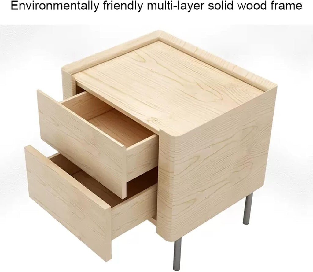Bed side table Gray Nightstand 2 Drawers Large Capacity Wooden Bedside Table with Metal Legs Wear-resistant Rock Slate Countertop Nightstand for Bedroom Living Room Night stand ( Size : L40xD40xH50cm