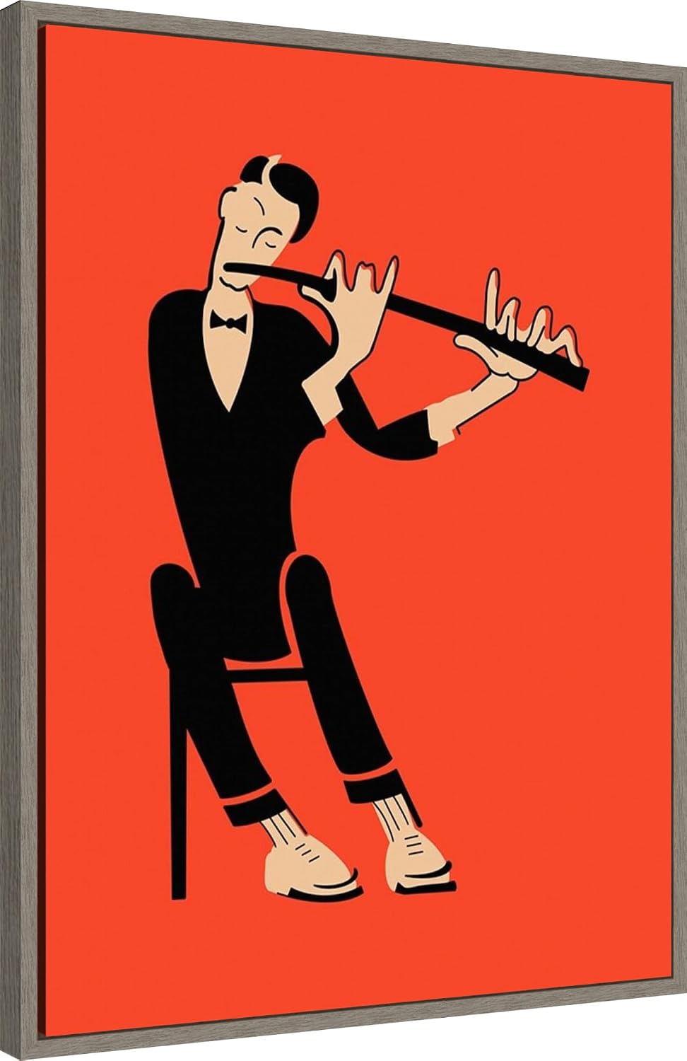 Amanti Art Framed Canvas Wall Art 30x23 The Flute by Mark Rogan, Framed Wall Art Canvas, Music Artwork, Country Rustic Decor, Large Poster Painting for Living Room, Bedroom, Bathroom, Kitchen, Office