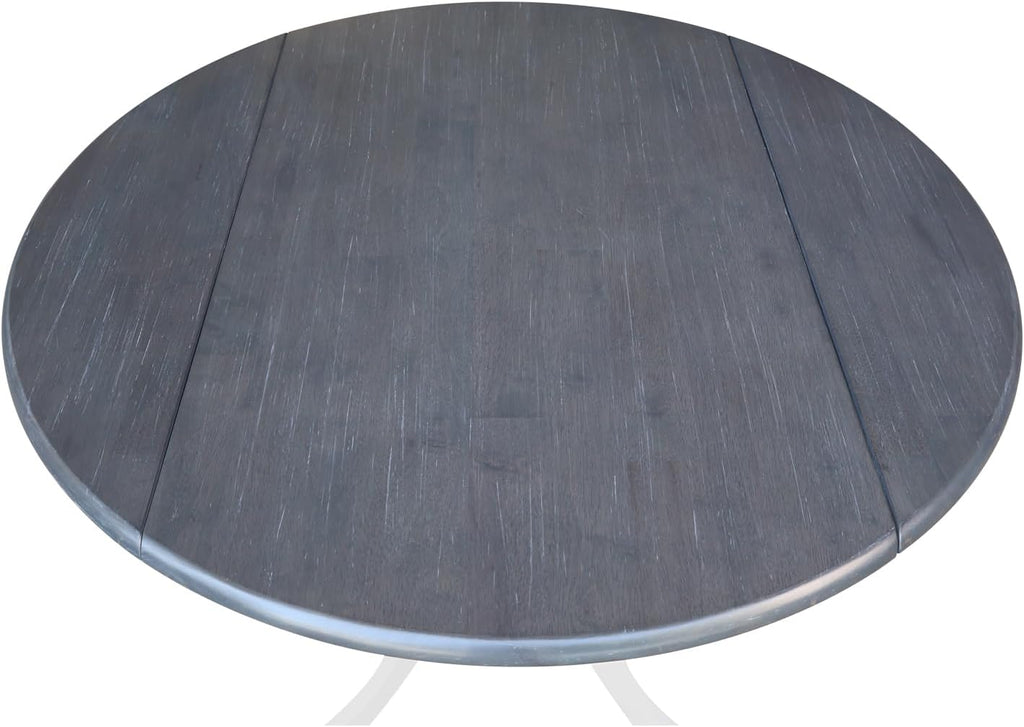 International Concepts Inch Dual 42 Drop Leaf Dining Table, White/Heather Gray