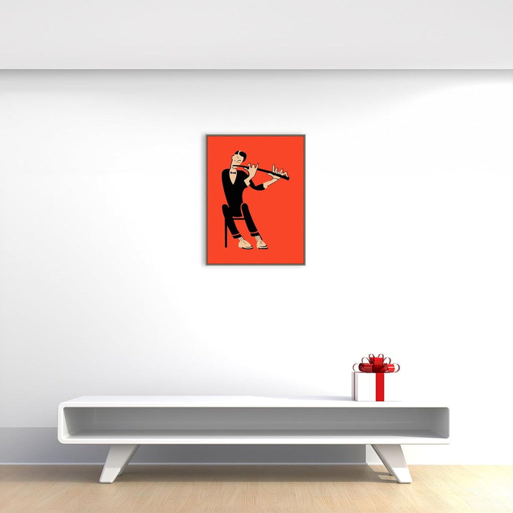 Amanti Art Framed Canvas Wall Art 30x23 The Flute by Mark Rogan, Framed Wall Art Canvas, Music Artwork, Country Rustic Decor, Large Poster Painting for Living Room, Bedroom, Bathroom, Kitchen, Office