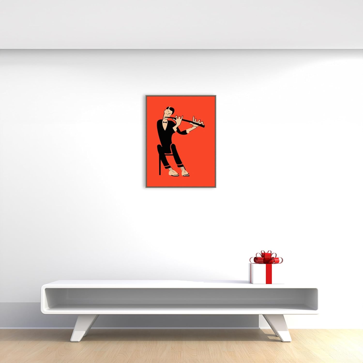 Amanti Art Framed Canvas Wall Art 30x23 The Flute by Mark Rogan, Framed Wall Art Canvas, Music Artwork, Country Rustic Decor, Large Poster Painting for Living Room, Bedroom, Bathroom, Kitchen, Office