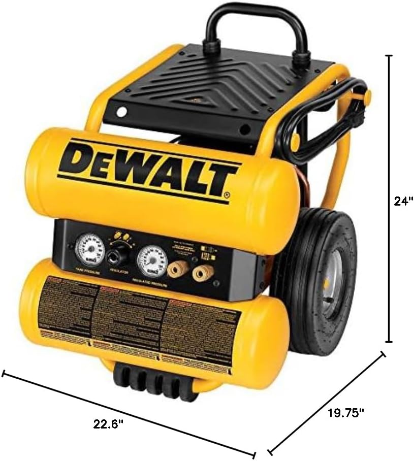 DEWALT D55154 1.1 HP Continuous 4 Gal Electric Wheeled Dolly-Style Air Compressor with Panel