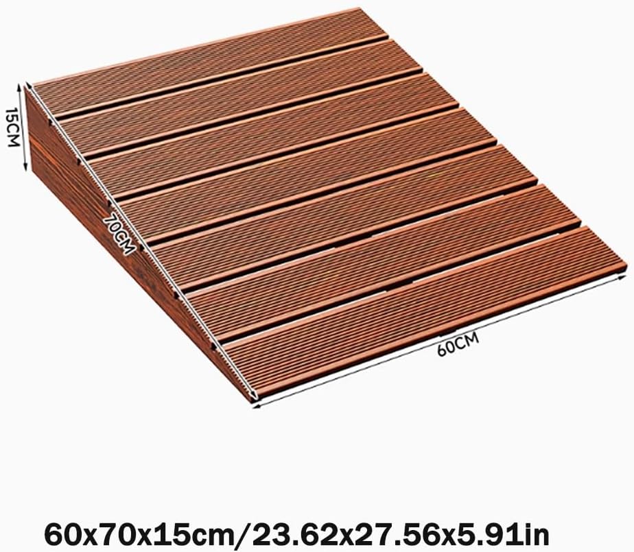 Wooden Threshold Ramp for Home Steps, 6' 7' 8' Rise Curb Ramp Doorway Ramps, Anti-Slip Entry Ramps for Wheelchair Walker Cart Scooter(60x70x15cm/23.62x27.56x5.91in)