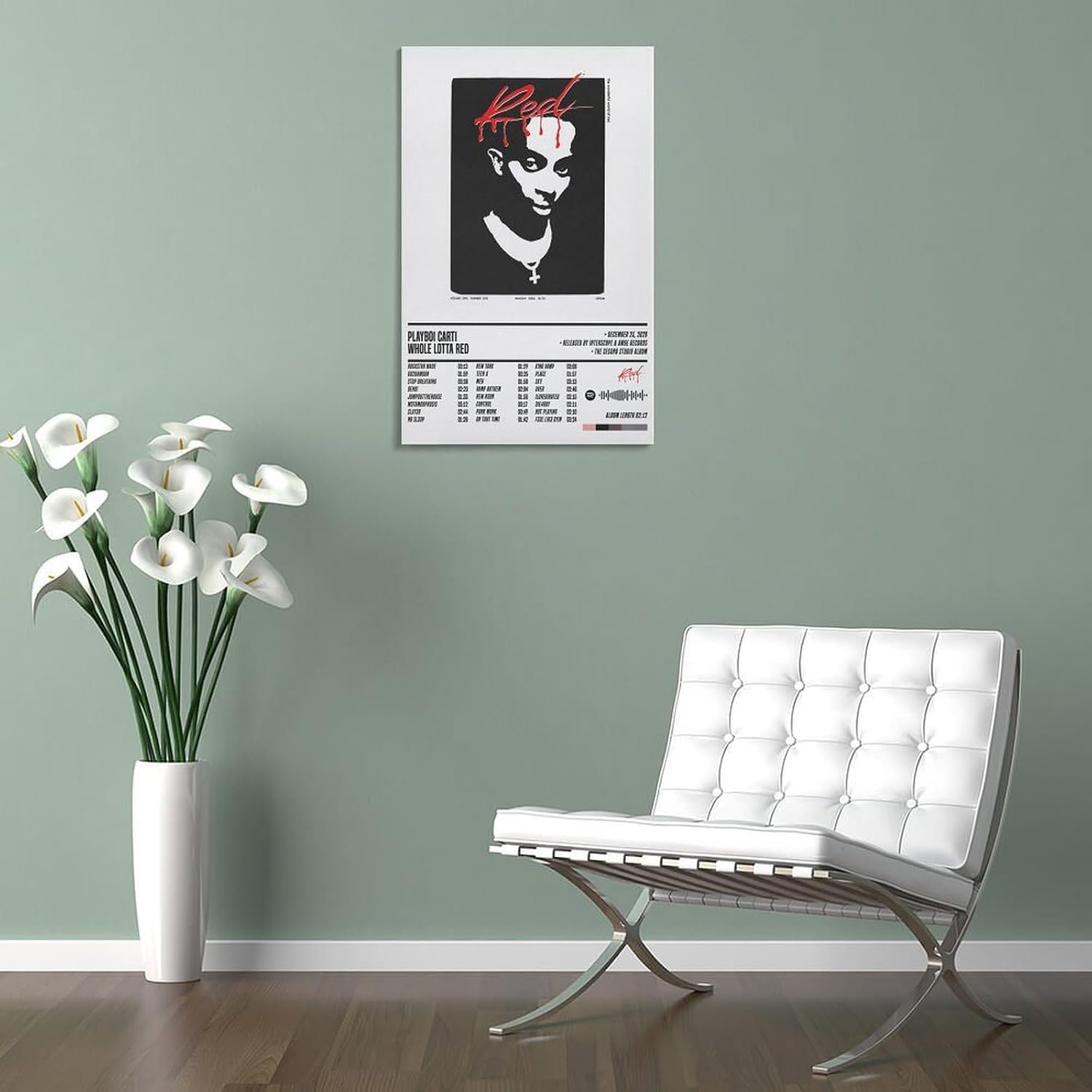 ZANLIART Playboi Carti - Whole Lotta Red Album Cover Canvas Print Music Poster for Room Aesthetic Frame:16x24inch(40x60cm)