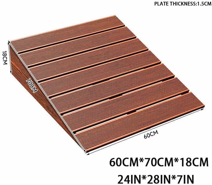6' Rise Wood Curb Ramp, Portable Wheelchair Ramp, Non-Slip Threshold Ramp for Doorway, Steps Ramp for Cars Wheelchairs Scooter Lawn Mower(60 * 70 * 18cm/24 * 28 * 7in)