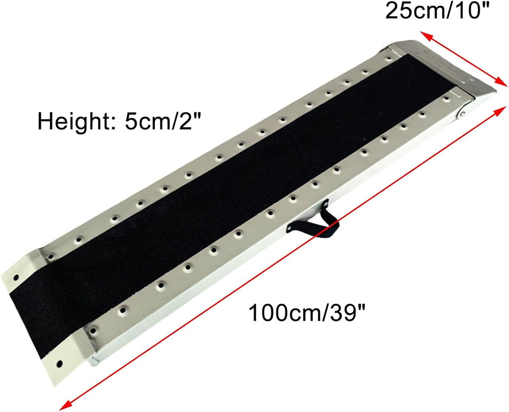 Wheelchair Ramp Threshold Ramps for Doorways with Handle, 440 lbs Load Capacity, for Stairs Wheelchairs Bicycles Walking Aids(100x25x5cm/39x10x2in)