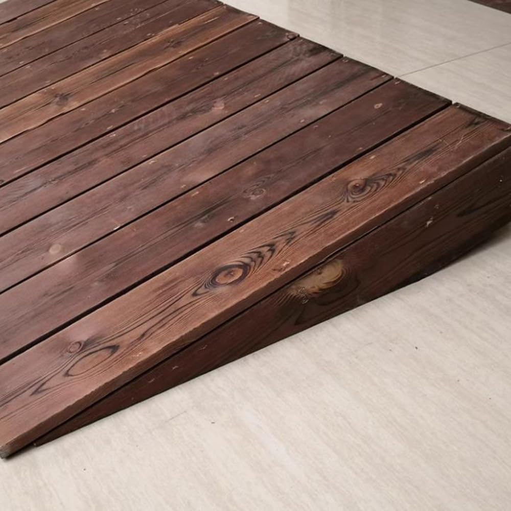 Non Slip Wooden Threshold Ramps, 4 6 7 8 10 12Inch Rise Wheelchair Ramps, Portable Threshold Ramps for Doorways, Lightweight Ramps(24x20x4in/60x50x10cm)
