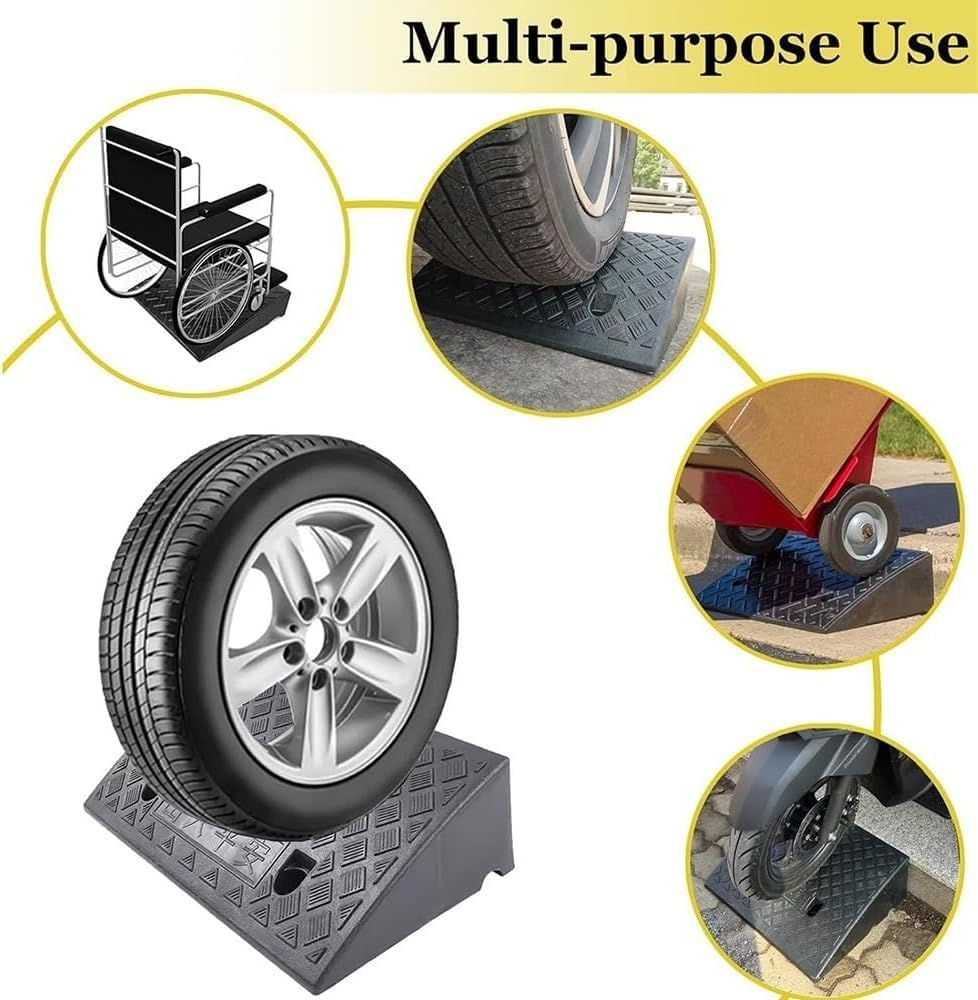 2 PCS Portable Driveway Curb Ramps for Cars Doorways Threshold Ramps 1in 2in 3in 4in 5in 6in 7in Rise Step Ramp for Wheelchairs Bikes Scooter(50 * 38 * 15cm)