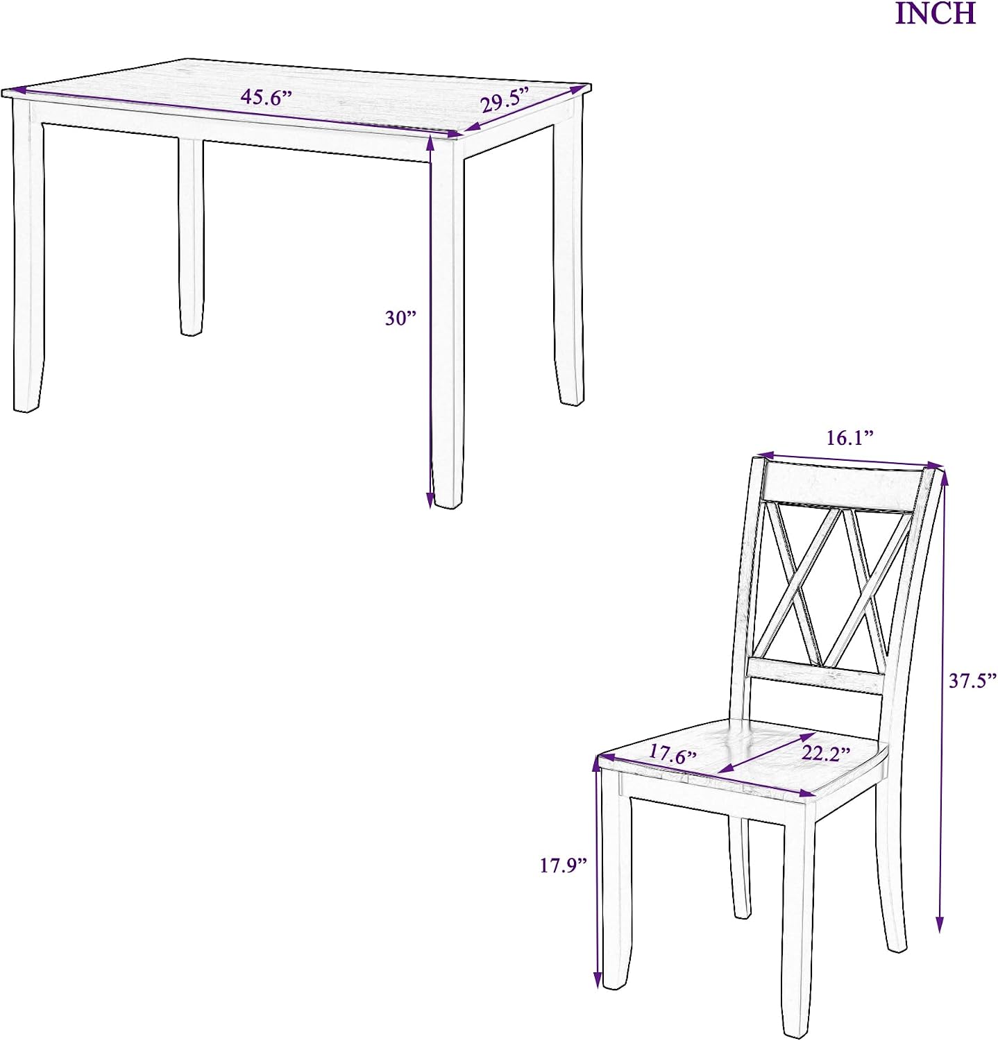 Harper & Bright Designs 5-Piece Wood Dining Table Set for 4, Kitchen Furniture Set with 4 High Back Dining Chairs for Small Places, Espresso+Black