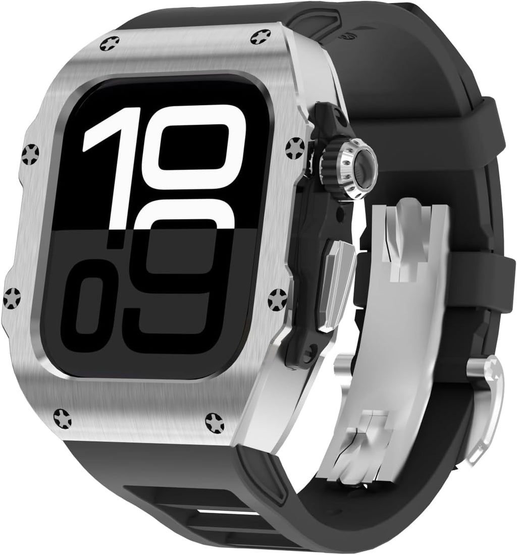 316L Stainless Steel Case with Band for Apple Watch Ultra 3/2/1 49mm, Series 11/10 46mm, Luxury Rugged Military Protective Metal Cover Tactical Heavy Duty Protection Strap