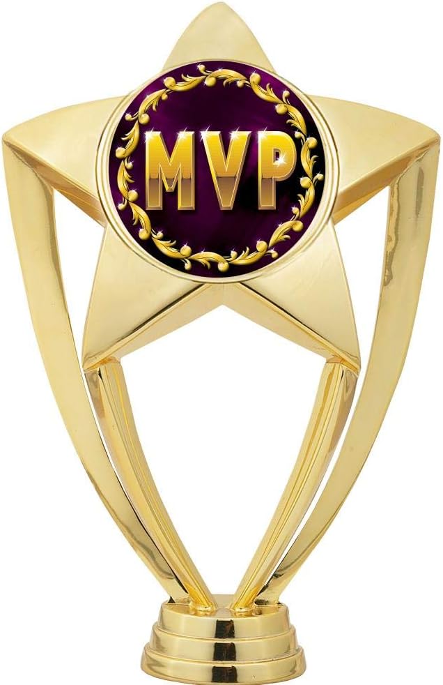 Crown Awards MVP Trophy, 8' Gold Star MVP Trophies with Deluxe Round Base Prime