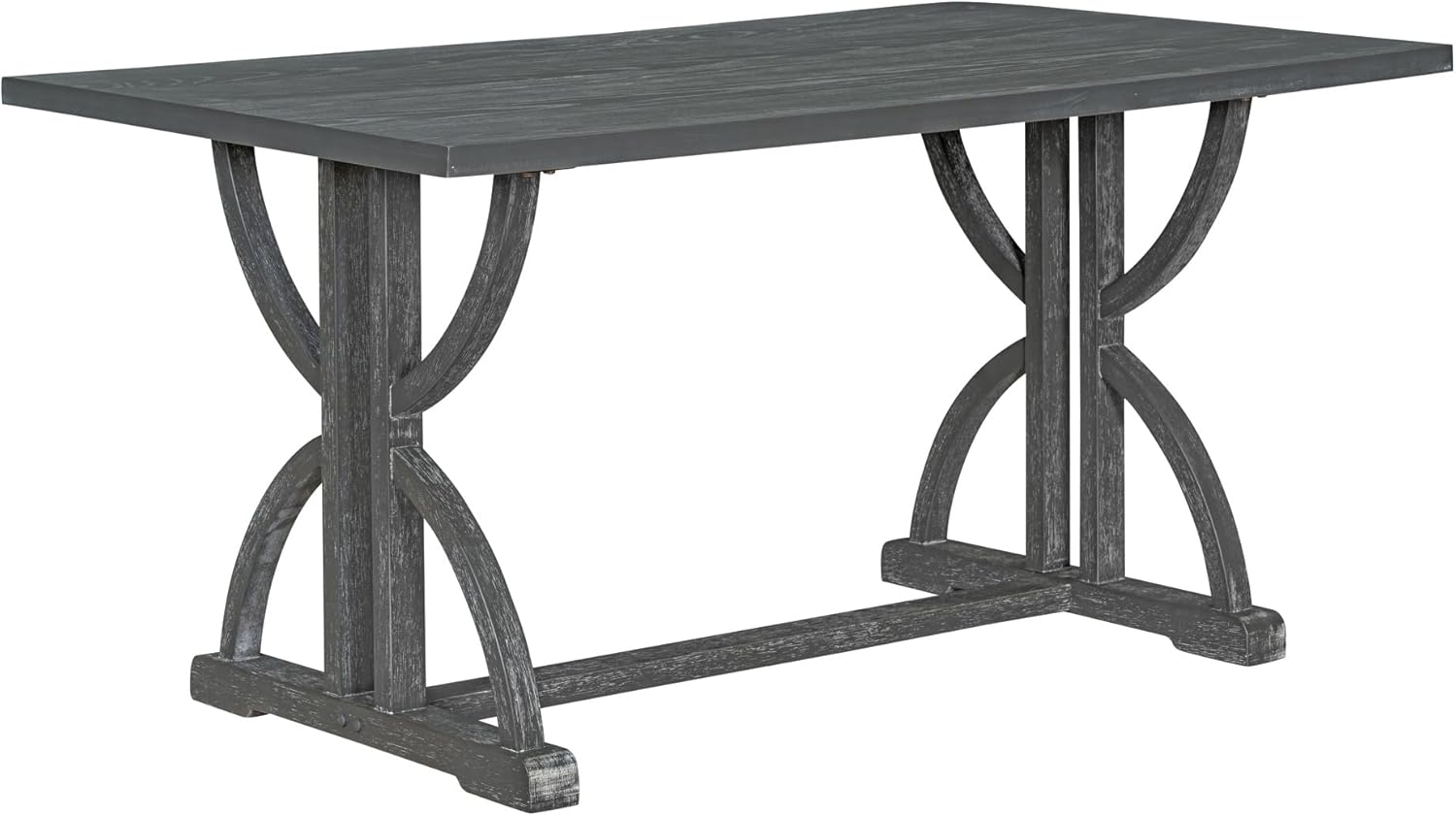 Merax 6-Piece Solid Wood Dining Room Table Set with 4 Upholstered Chairs, Farmhouse Rectangular Kitchen Table Set with Bench for 6 People, Dining Room Kitchen Set, Gray Wash+Beige