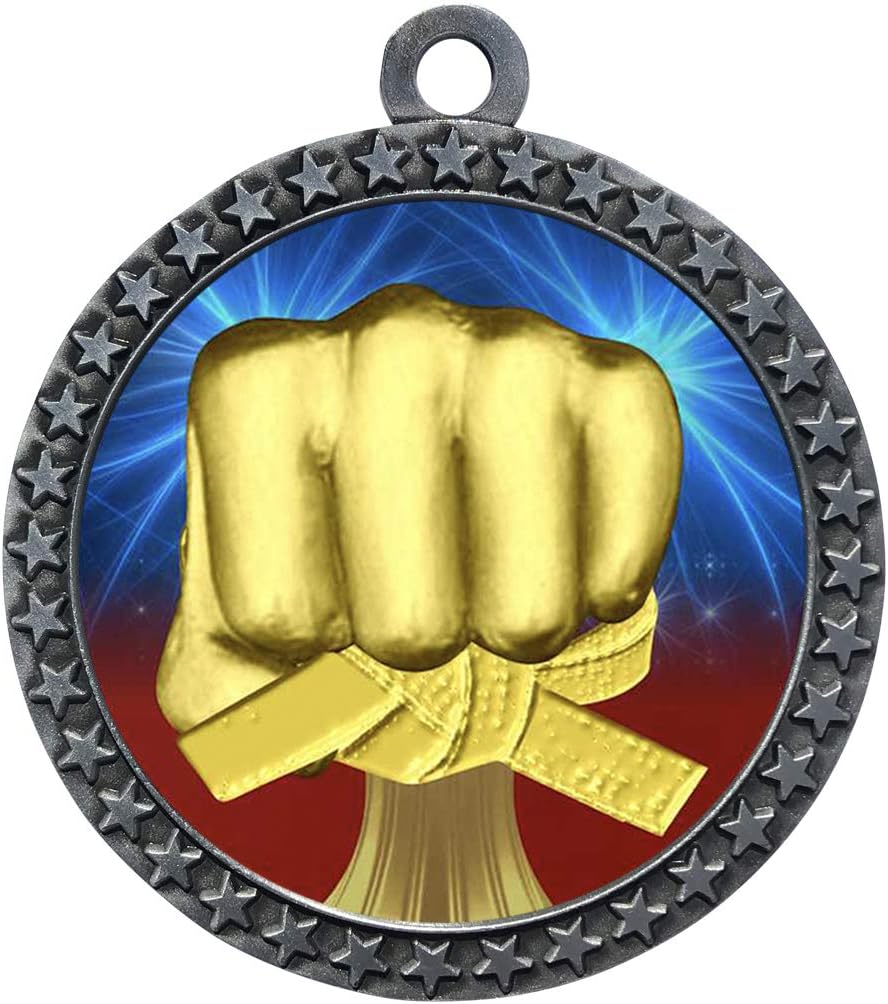 Express Medals Various Styles 1 to 50 Pack of Engraved Silver Martial Arts Medals Trophy Award with Neck Ribbon Medal Trophies Gift Prize Karate