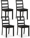 Giantex Wood Dining Chairs Set of 4 Black- Wooden Armless Kitchen Chairs with Solid Rubber Wood Legs, Non-Slip Foot Pads, Max Load 400 Lbs, Farmhouse Style High Ladder Back Wooden Dining Room Chairs