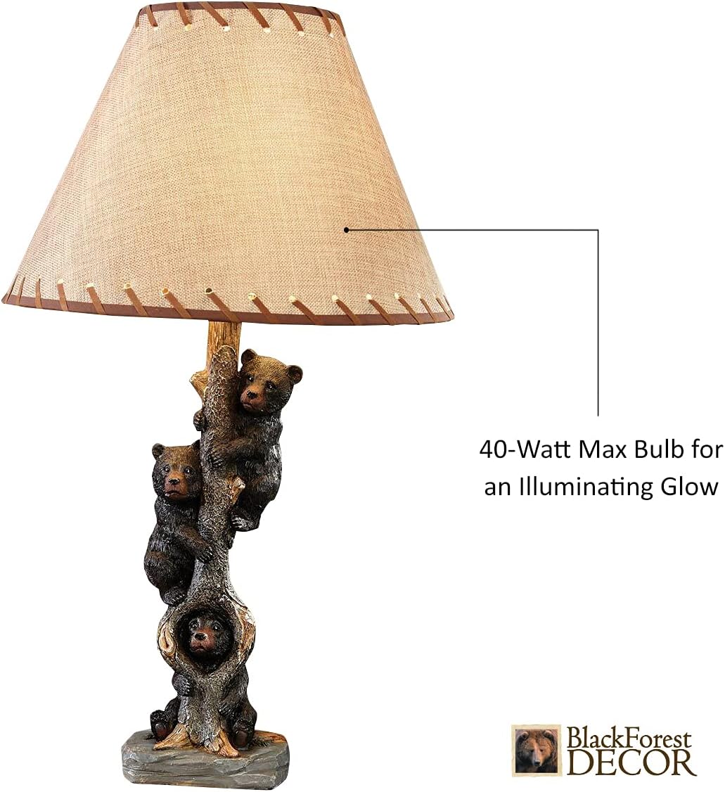 BLACK FOREST DECOR - Bears in a Tree Table Lamp for Cabin, Living Room, Nightstand, Desk - Home Décor - 24' x 14'