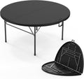 VINGLI 5 FT Black Round Bi-Folding Commercial Table, 60 inch Portable Plastic Dining Card Table for Kitchen Party Wedding Event, 1-Pack