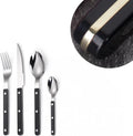 JUSTSHOT 24 Piece Rivet ABS Handle Flatware Set for 6,1810 Stainless Steel Black Handle Silverware Set,Rivet Handle Cutlery Flatware Set,Mirror Polished,Dishwasher Safe