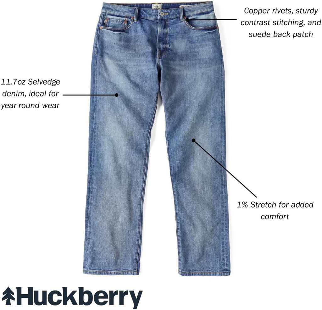 Huckberry Stretch Selvedge Denim Jeans for Men - 11.7 oz Mens Jeans with 1% Stretch, Copper Rivets- Year-Round Men Jeans