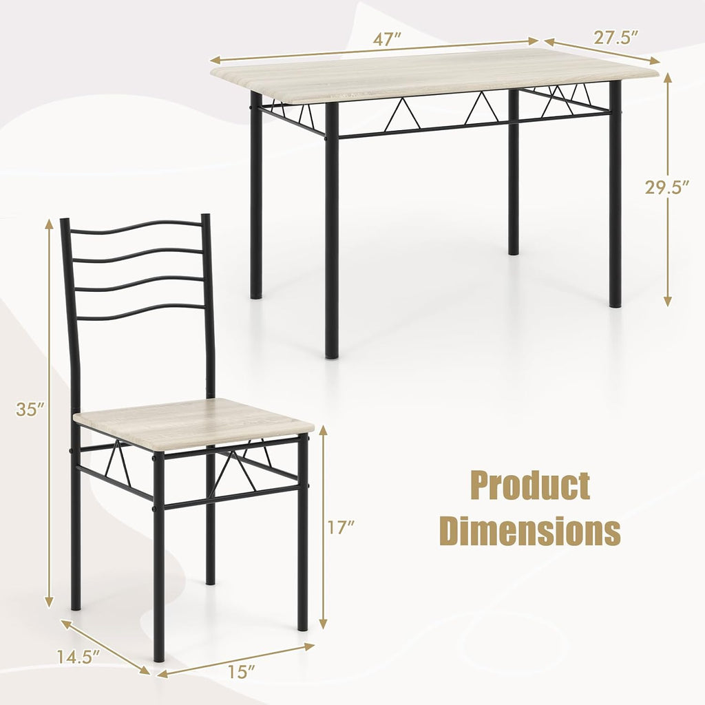 Giantex 47-inches Dining Table Set for 4, Rectangular Kitchen Table with 4 Dining Chairs, Metal Frame, 5-Piece Space-Saving Dinette Set for Small Space, Dinner, Breakfast Nook, Apartment