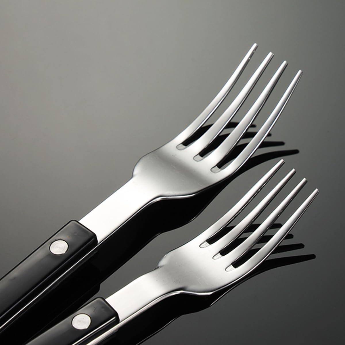 Silverware Set,20 Piece Flatware Set for 4,Black Clip Handle Rivet Cutlery,Including Steak Knife Fork and Spoon,Dishwasher Safe,Gift Package for Wedding Housewarming