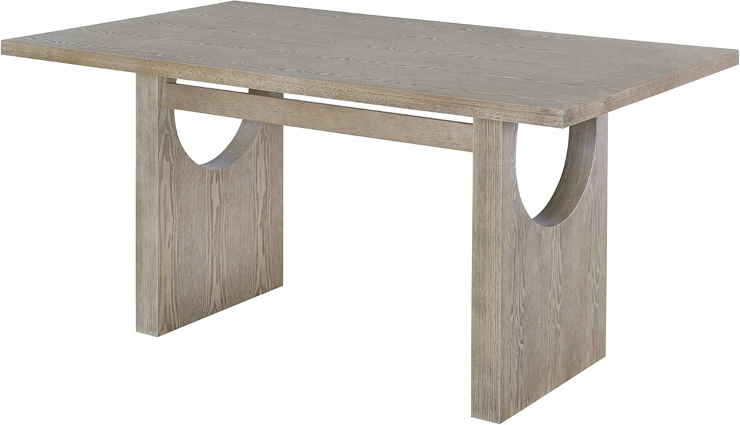 Merax Wood Dining Table Set for 6, Rectangular Tabletop/Upholstered Chairs/Retro Geometric Design, Ideal for Dining-Room and Kitchen, Natural