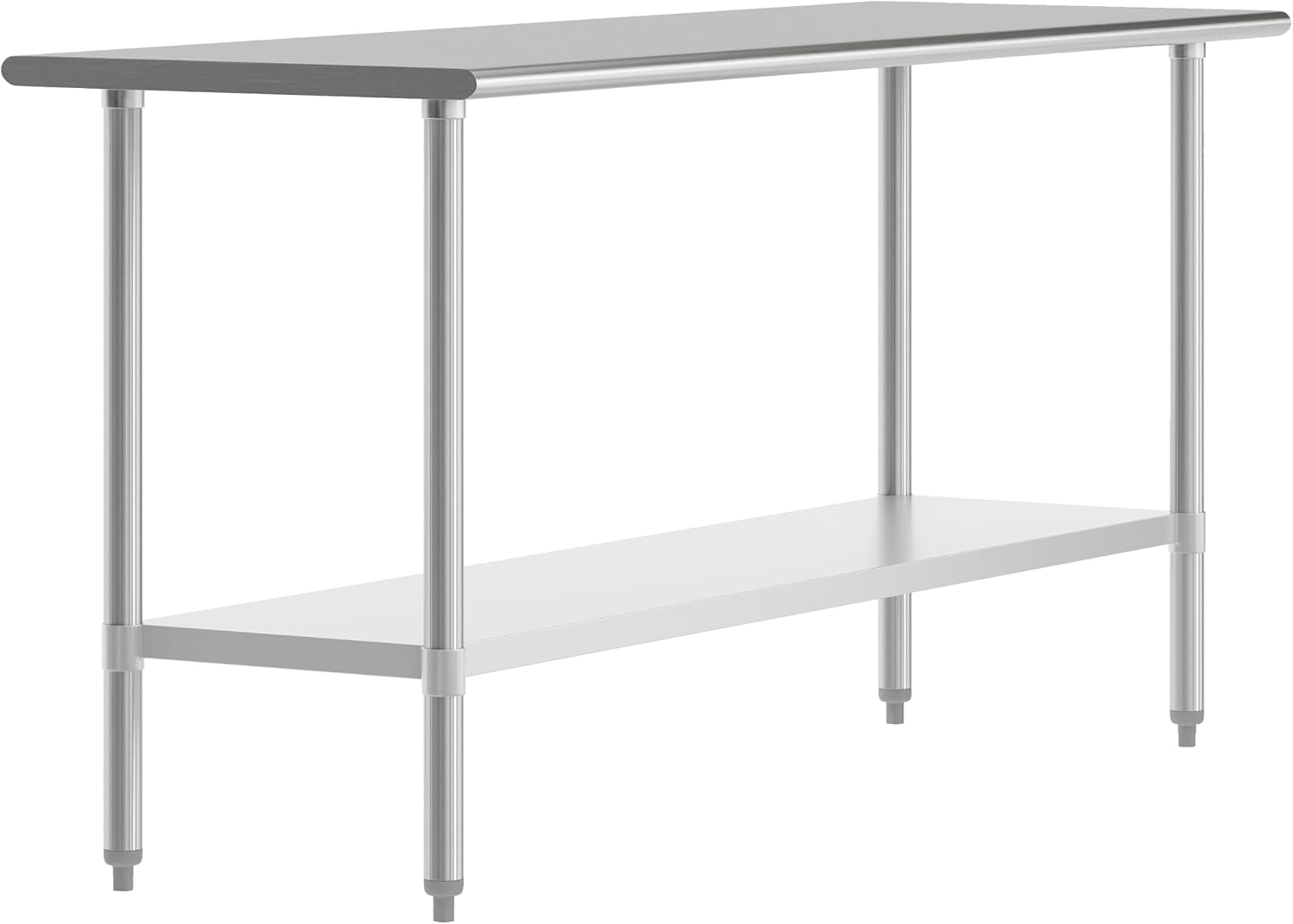 Flash Furniture Reese NSF Certified Stainless Steel Kitchen Prep and Work Table, Commercial Work Table with Storage, 72' W x 24' D x 34.5' H, Silver